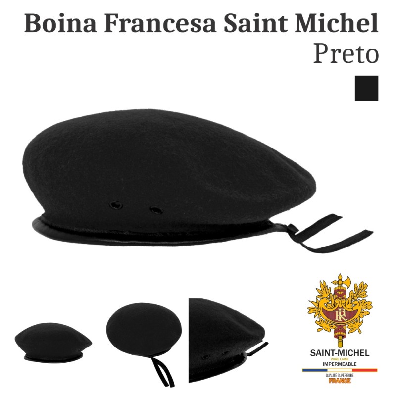 Boina Francesa Saint Michel 100% Lã Preta